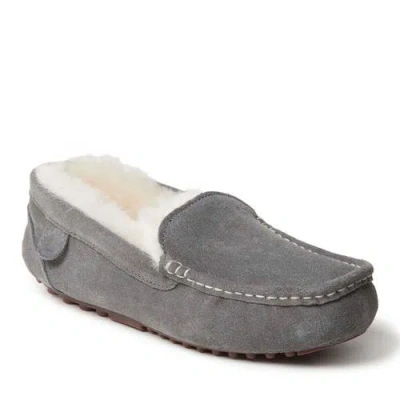 Dearfoams Fireside Mel Genuine Shearling Moccasin Slipper In Gray