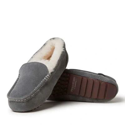 Dearfoams Fireside Mel Genuine Shearling Moccasin Slipper In Gray