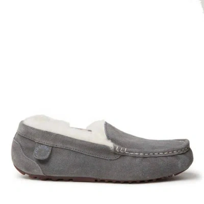 Dearfoams Fireside Mel Genuine Shearling Moccasin Slipper In Gray