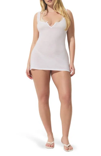 Skims Sheer Cotton Blend Mini Slip Dress In White