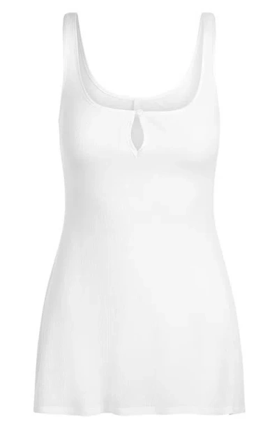 Skims Sheer Cotton Blend Mini Slip Dress In White