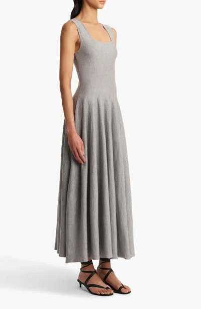 Khaite Jodie Square-neck Sleeveless Maxi Dress In Gray