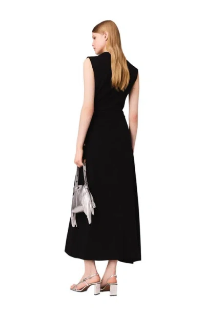 Maje Cutout Waist Maxi Dress In Black
