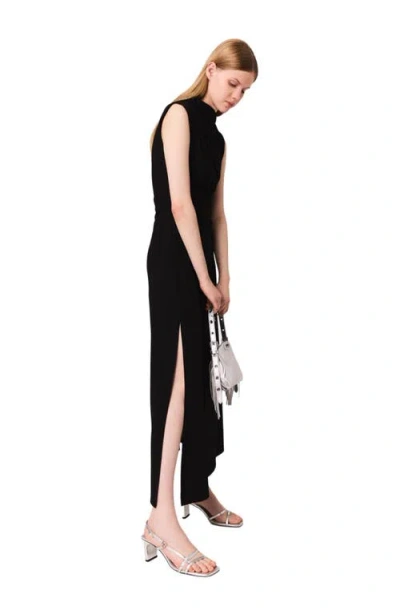 Maje Cutout Waist Maxi Dress In Black