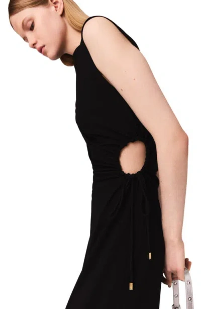 Maje Cutout Waist Maxi Dress In Black
