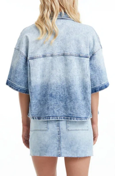 Bayeas Short Sleeve Oversize Denim Jacket In Blue