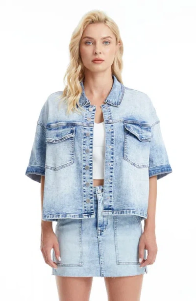 Bayeas Short Sleeve Oversize Denim Jacket In Blue