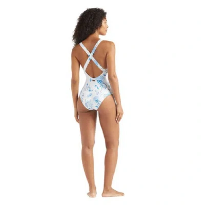Vilebrequin Crossed Back Straps One-piece Swimsuit Medusa And Shells In Blue
