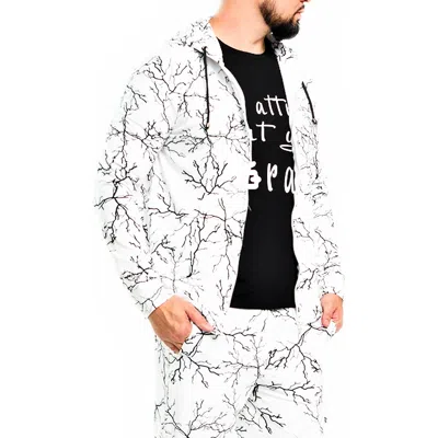 Dai Moda Branch Zip Hoodie Jacket In White
