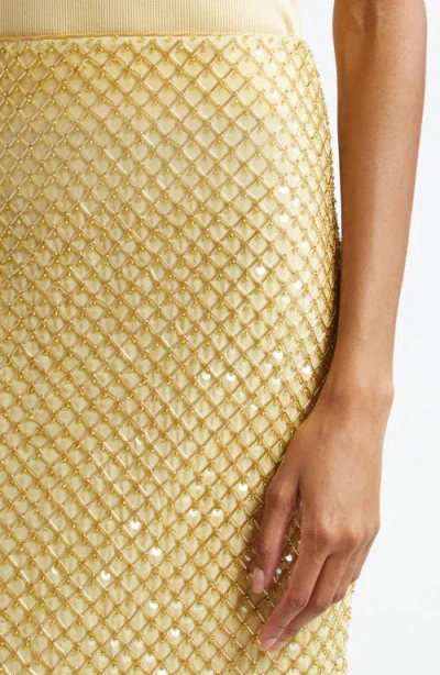Veronica Beard Allora Bead-embellished Chiffon Midi Skirt