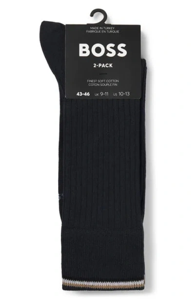 Hugo Boss Boss Assorted 2-pack Crew Socks In Blue