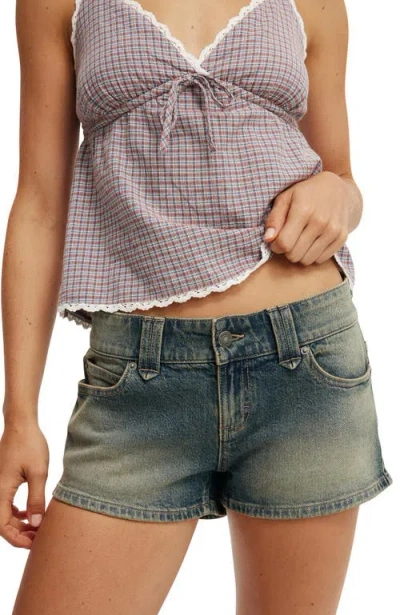 Cotton On Micro Low Denim Short In Blue