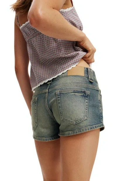 Cotton On Micro Low Denim Short In Blue