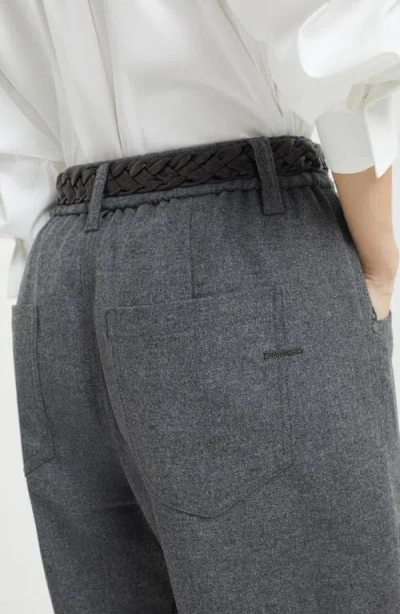 Brunello Cucinelli Flannel Twill Baggy Trousers In Gray