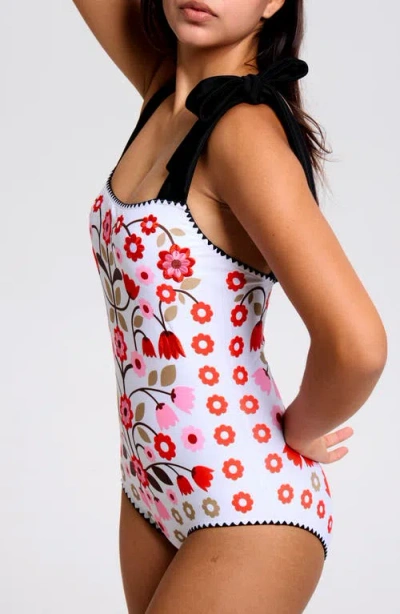 Jessie Zhao New York Floral Symphony Embroidered Swimsuit In Multi
