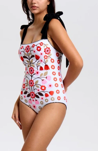 Jessie Zhao New York Floral Symphony Embroidered Swimsuit In Multi