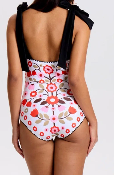 Jessie Zhao New York Floral Symphony Embroidered Swimsuit In Multi