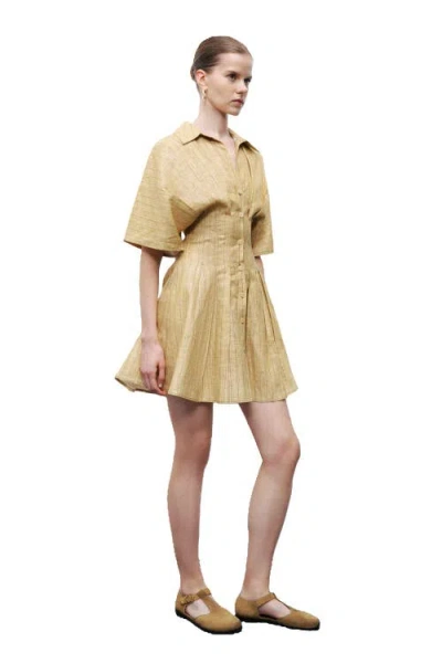 Nocturne Linen Mini Shirt Dress In Brown