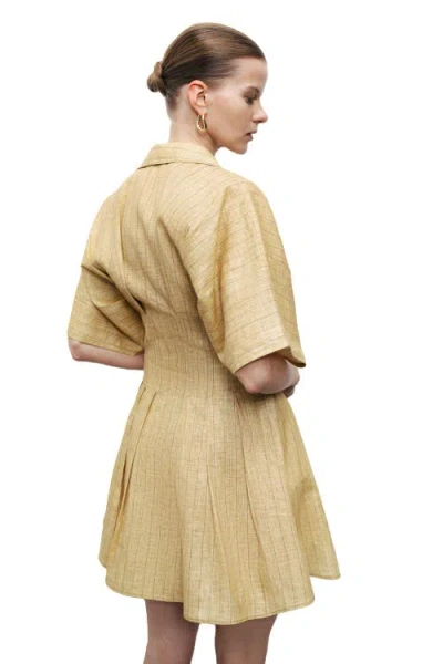 Nocturne Linen Mini Shirt Dress In Brown