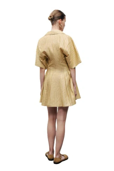 Nocturne Linen Mini Shirt Dress In Brown