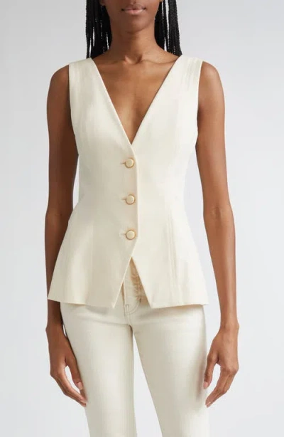 Veronica Beard Avalina Sleeveless V Neck Vest In White
