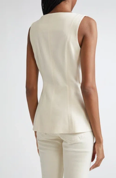Veronica Beard Avalina Sleeveless V Neck Vest In White
