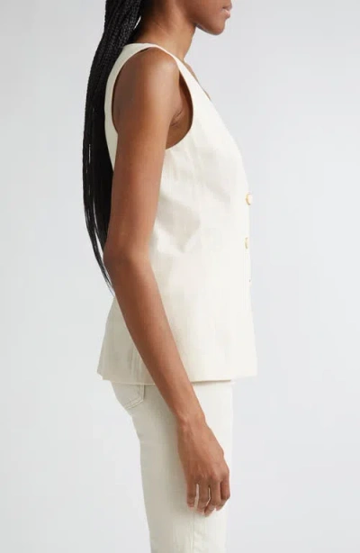 Veronica Beard Avalina Sleeveless V Neck Vest In White