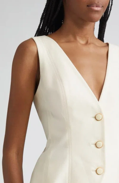 Veronica Beard Avalina Sleeveless V Neck Vest In White