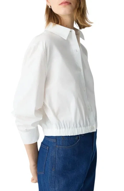 Theory Fixed Sleeve Cotton Blend Button-up Bubble Shirt