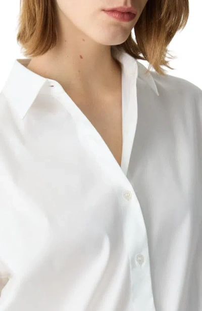 Theory Fixed Sleeve Cotton Blend Button-up Bubble Shirt