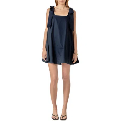 English Factory Bow Shoulder Sleeveless Cotton Minidress In Blue