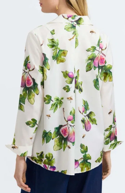 Foxcroft Agnes Figs Print Stretch Cotton Popover Top In Multi