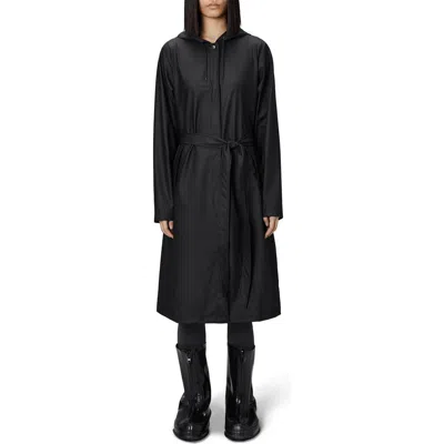 Rains Waterproof A-line Long Raincoat In Black