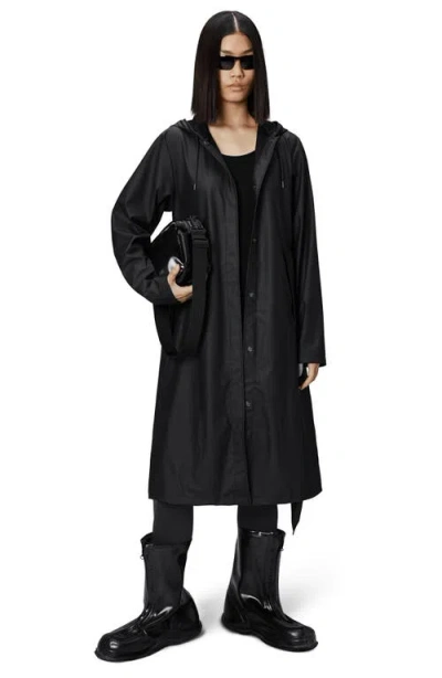 Rains Waterproof A-line Long Raincoat In Black