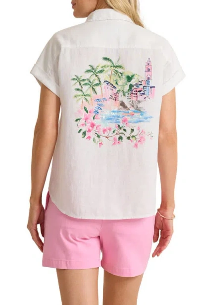 Tommy Bahama Coastalina Linen Dolman Sleeve Button-up Shirt In White