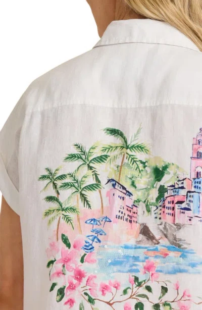 Tommy Bahama Coastalina Linen Dolman Sleeve Button-up Shirt In White