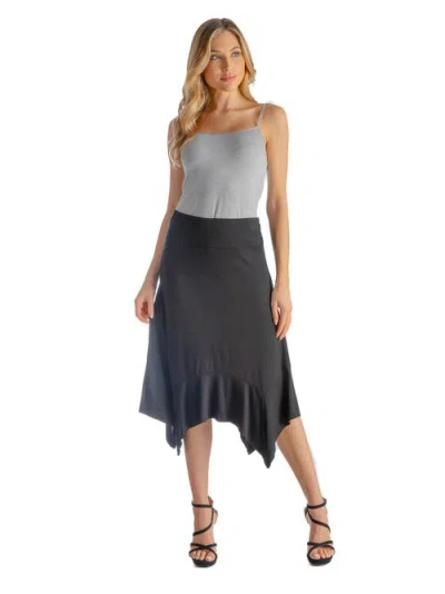 24seven Comfort Apparel Knee Length Elastic Waist Handkerchief Skirt In Gray
