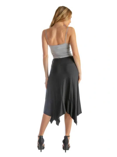 24seven Comfort Apparel Knee Length Elastic Waist Handkerchief Skirt In Gray