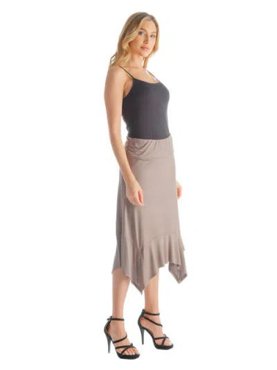 24seven Comfort Apparel Knee Length Elastic Waist Handkerchief Skirt In Gray