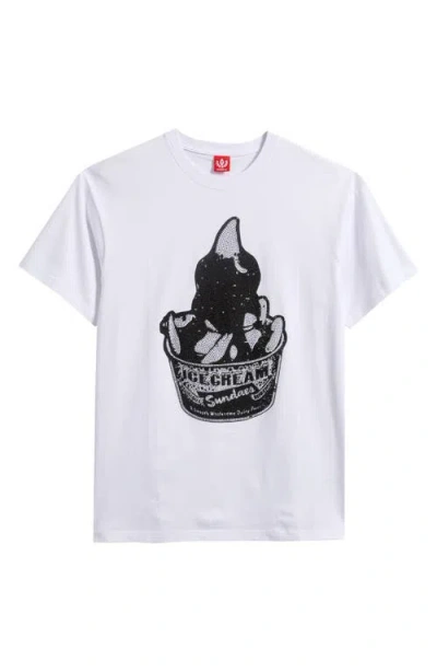 Icecream Gleam Embellished T-shirt In White