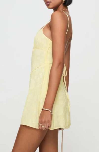 Princess Polly South Of France Floral Burnout Mini Dress In Yellow