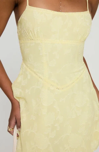 Princess Polly South Of France Floral Burnout Mini Dress In Yellow
