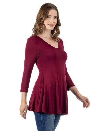 24seven Comfort Apparel V-neck Sleeveless Maxi Dress With Belt In Burgundy