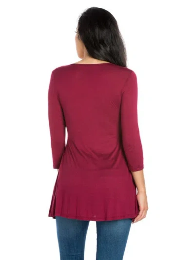 24seven Comfort Apparel V-neck Sleeveless Maxi Dress With Belt In Burgundy