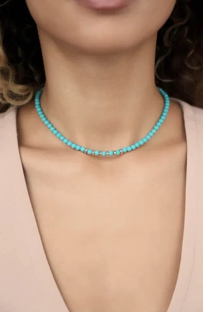 Ettika Turquoise Bead Choker Necklace In Blue