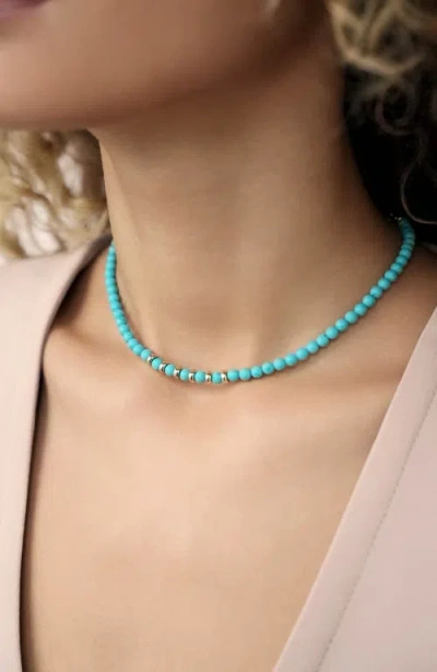 Ettika Turquoise Bead Choker Necklace In Blue