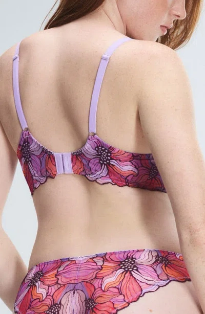 Savage X Fenty Mosaic Floral Lace Unlined Demi Bra In Pink