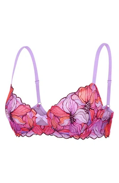 Savage X Fenty Mosaic Floral Lace Unlined Demi Bra In Pink