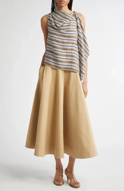 A.l.c . Lota Stripe Side Drape Sleeveless Top In Gray