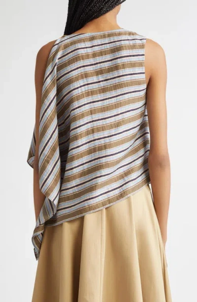 A.l.c . Lota Stripe Side Drape Sleeveless Top In Gray